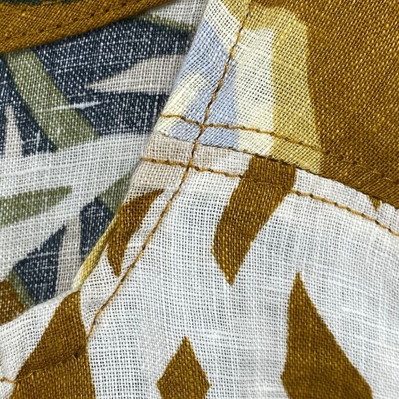 C&C CALIFORNIA Tank Top XL Linen Tropical Sleeveless Button Front Yellow - Picture 6 of 11